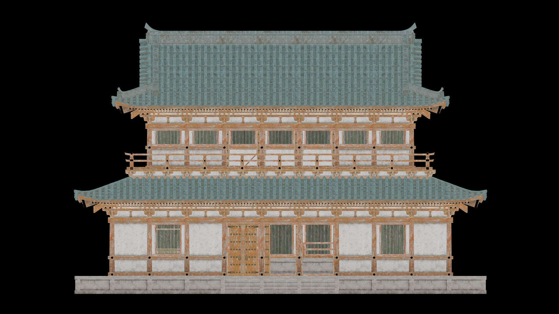 Japanese Modular Temple Low-poly 3D model_13