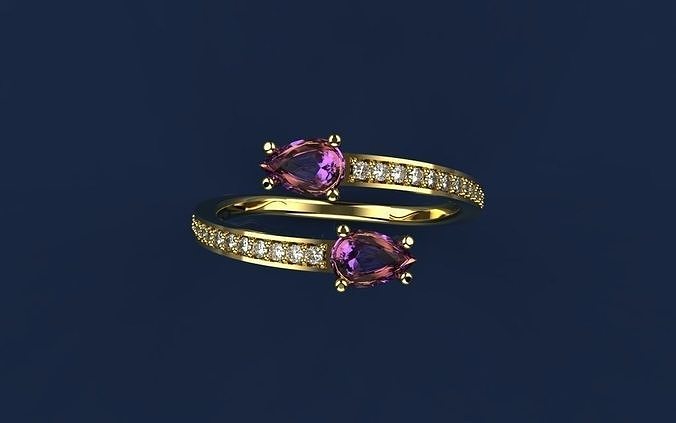 Ring Clean Drop Double - Jewelry 3D - AN- 44 3D print model