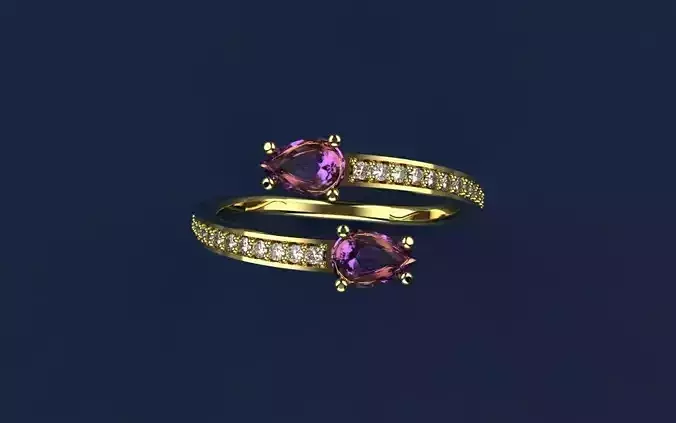 Ring Clean Drop Double - Jewelry 3D - AN- 44