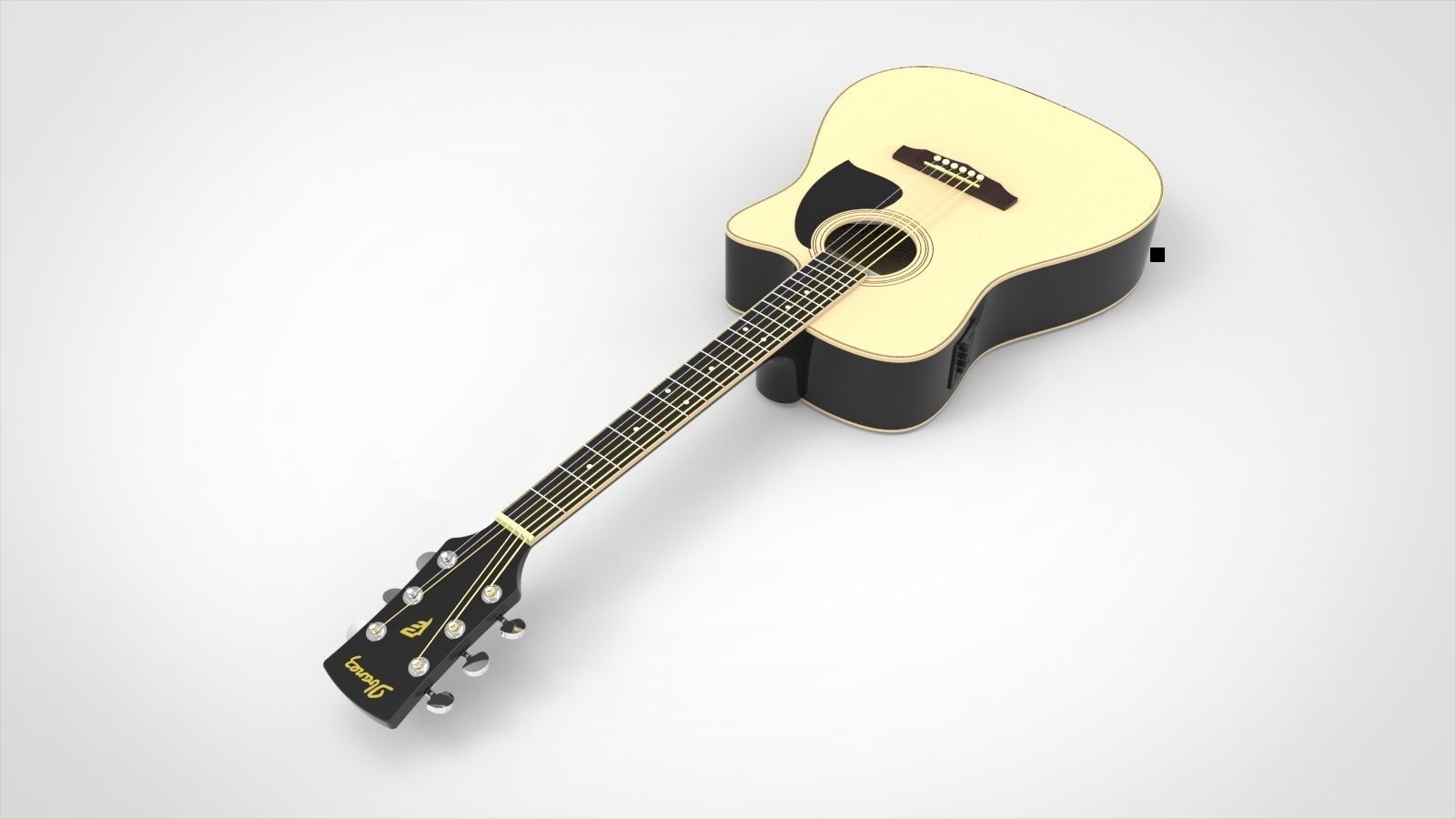 Ibanez Electroacoustic Guitar with Materials 3D model_1