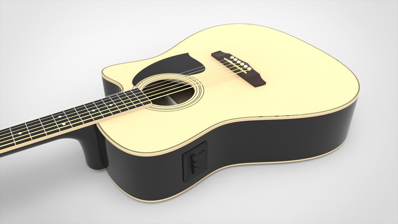 Ibanez Electroacoustic Guitar with Materials 3D model_2