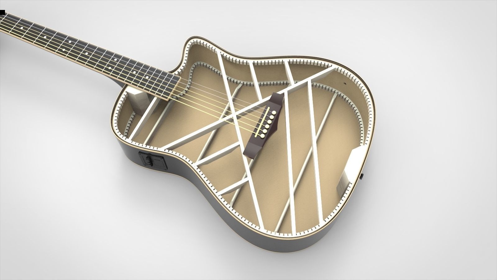 Ibanez Electroacoustic Guitar with Materials 3D model_5