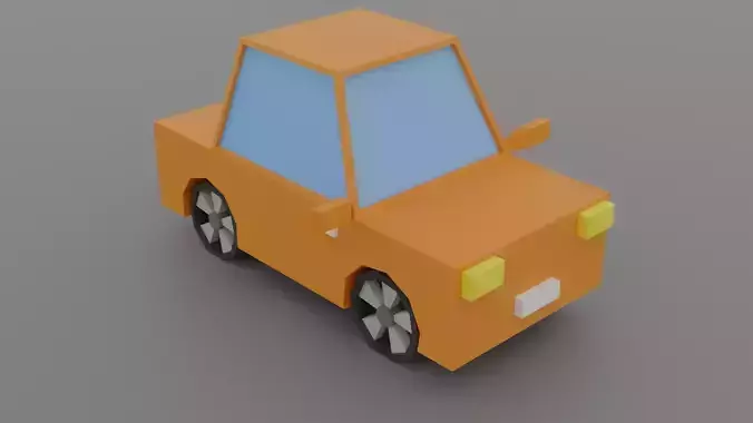low-polygon orange car