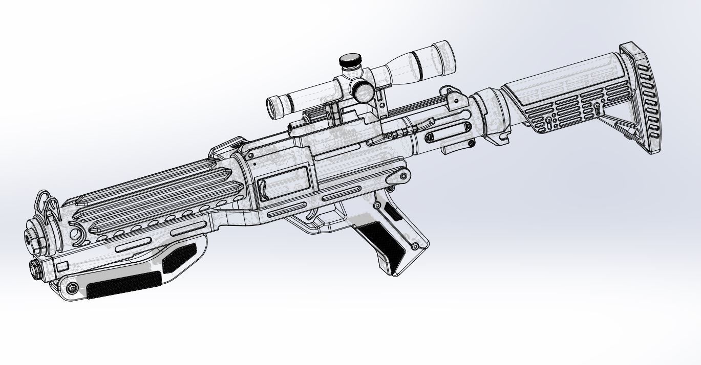 Blaster rifle F-11D with stock from Star Wars The Force Awakens 3D model_23