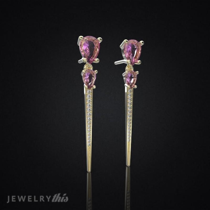 Earrings Clean Drop Double 3D print model_7