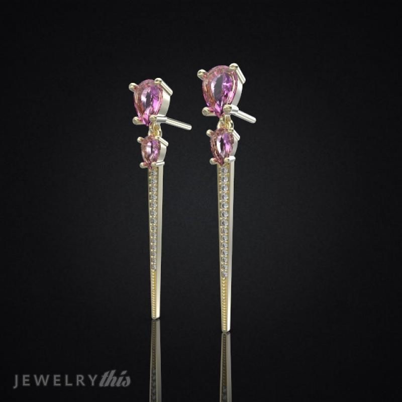 Earrings Clean Drop Double 3D print model_2