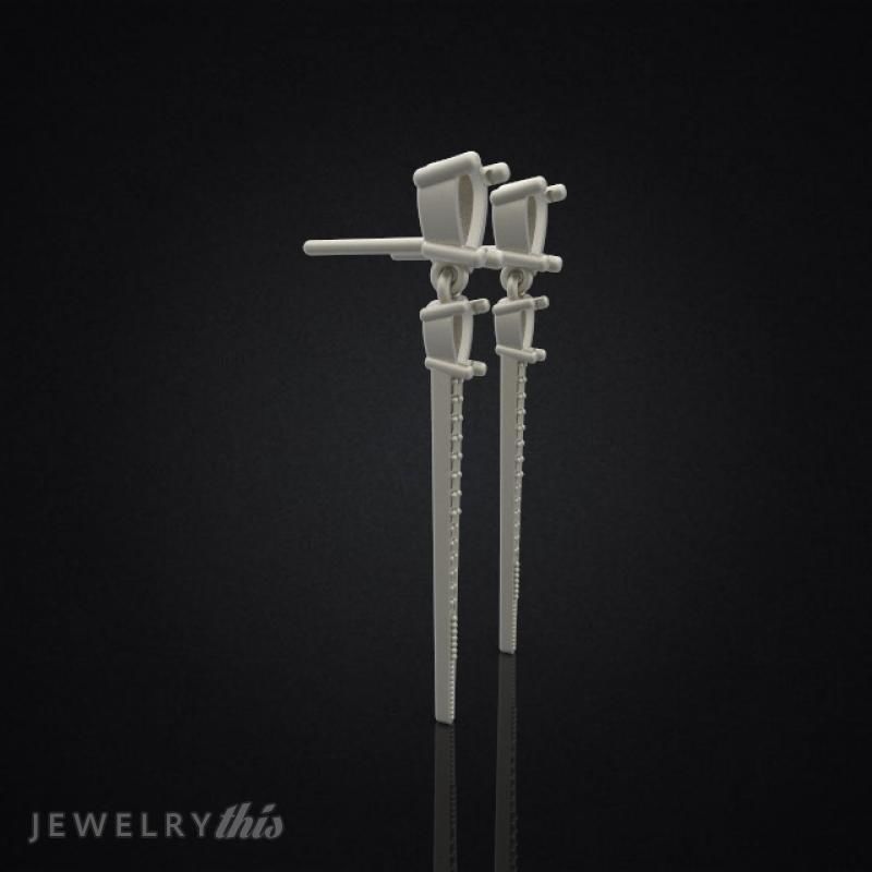 Earrings Clean Drop Double 3D print model_5