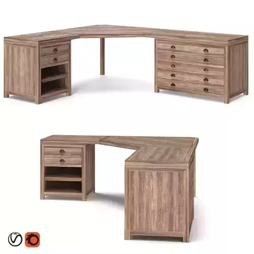 Restoration Hardware Printmakers Modular Desk 3D model