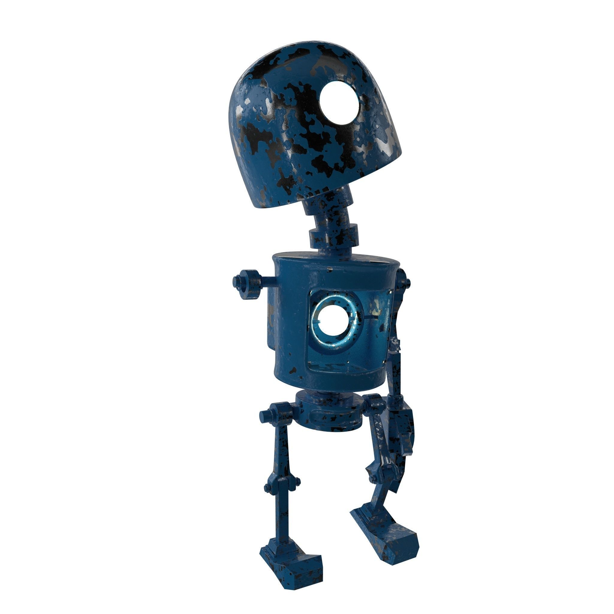 Tin Metal Robot Low-poly 3D model_6