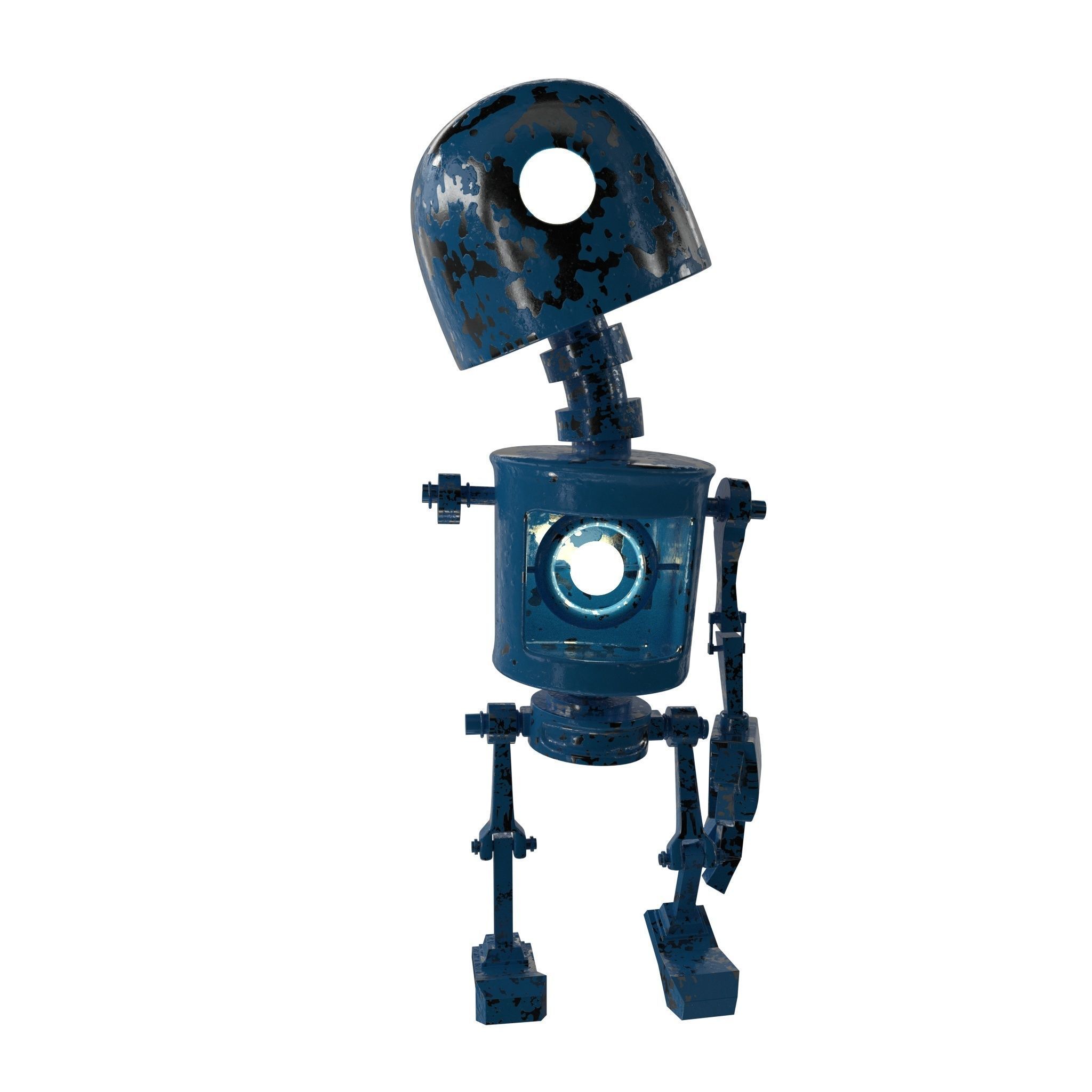 Tin Metal Robot Low-poly 3D model_4