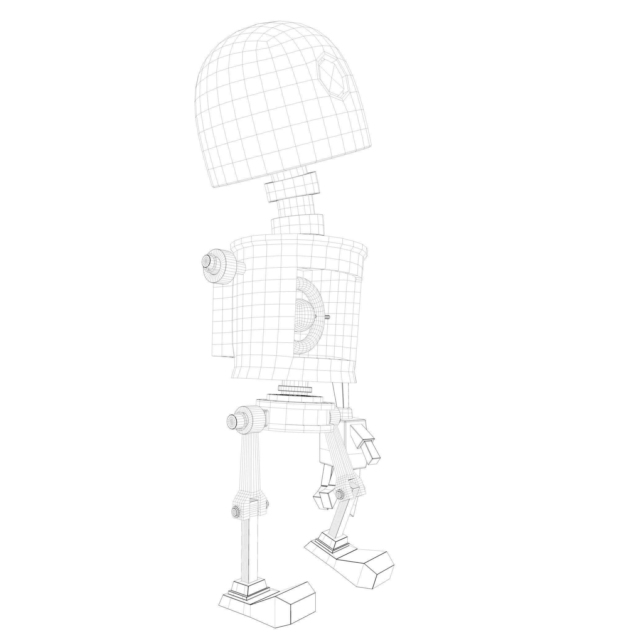 Tin Metal Robot Low-poly 3D model_32