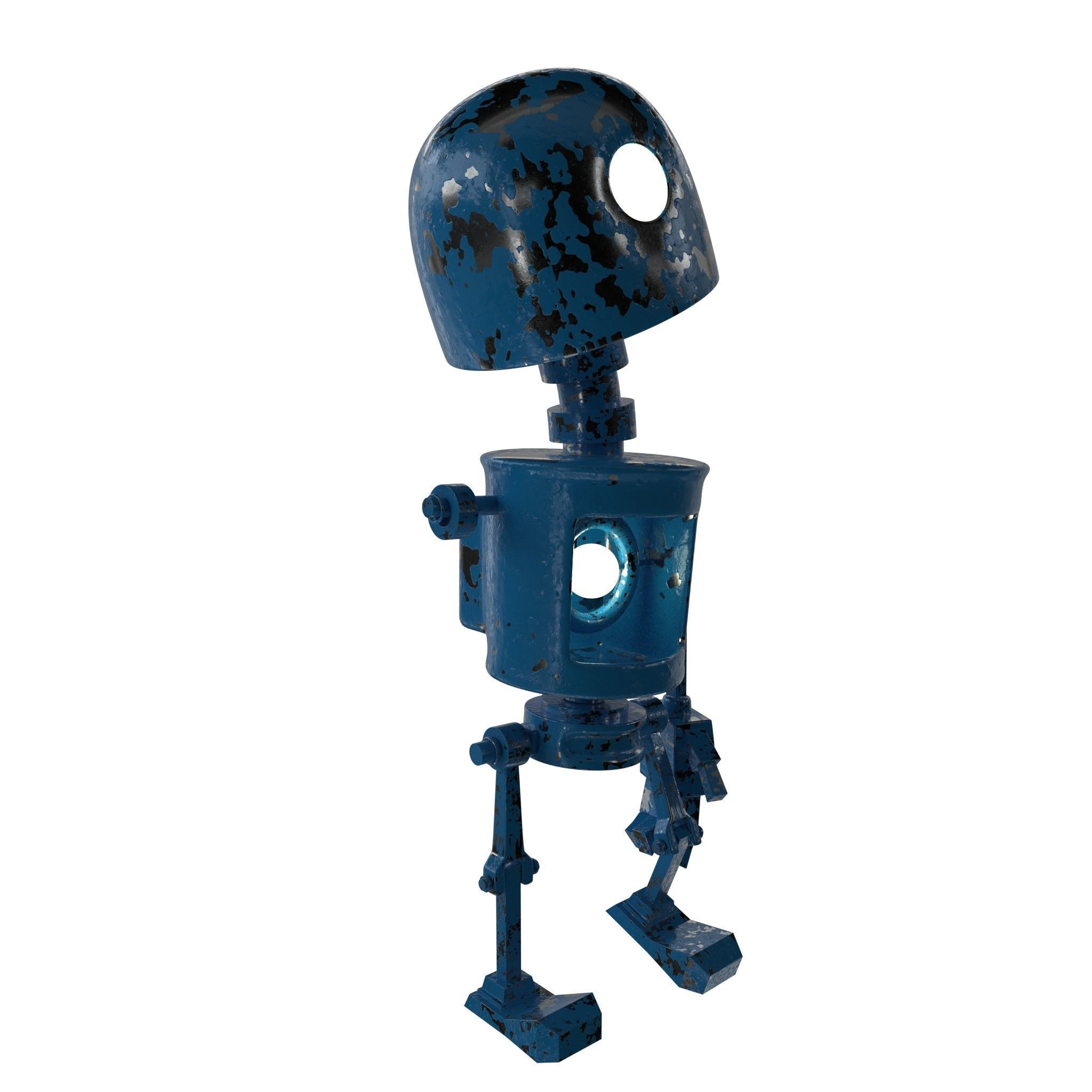 Tin Metal Robot Low-poly 3D model_7
