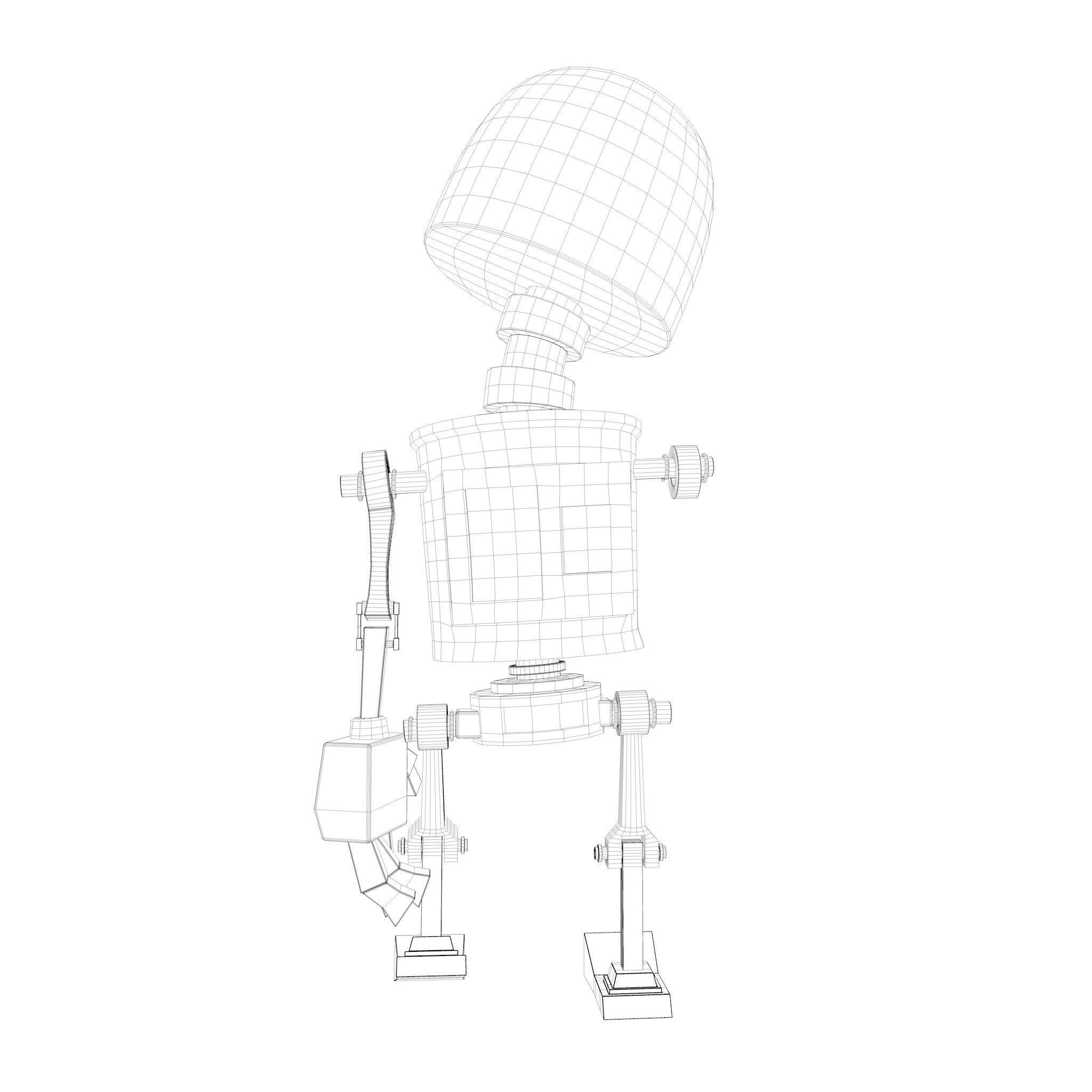 Tin Metal Robot Low-poly 3D model_22