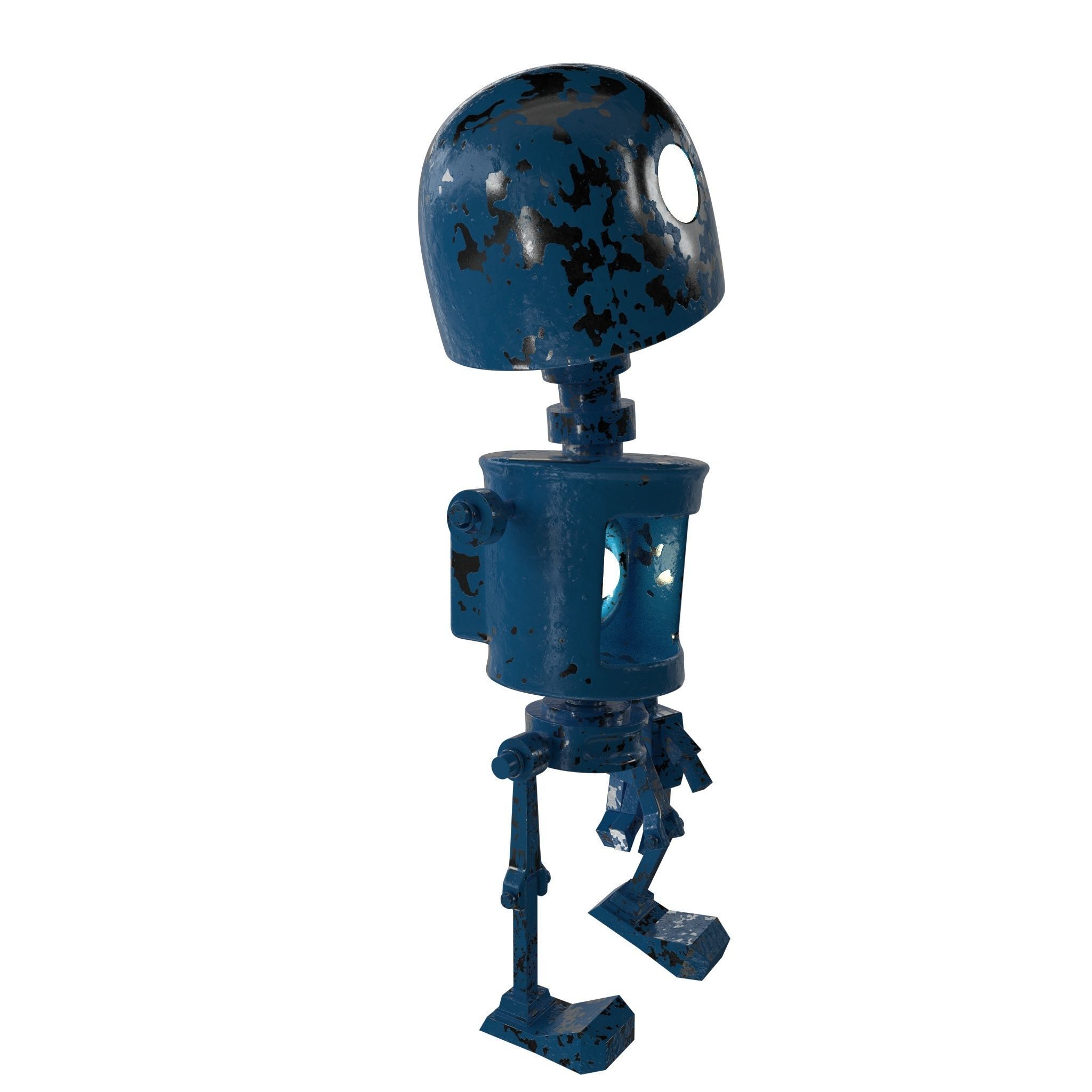 Tin Metal Robot Low-poly 3D model_8