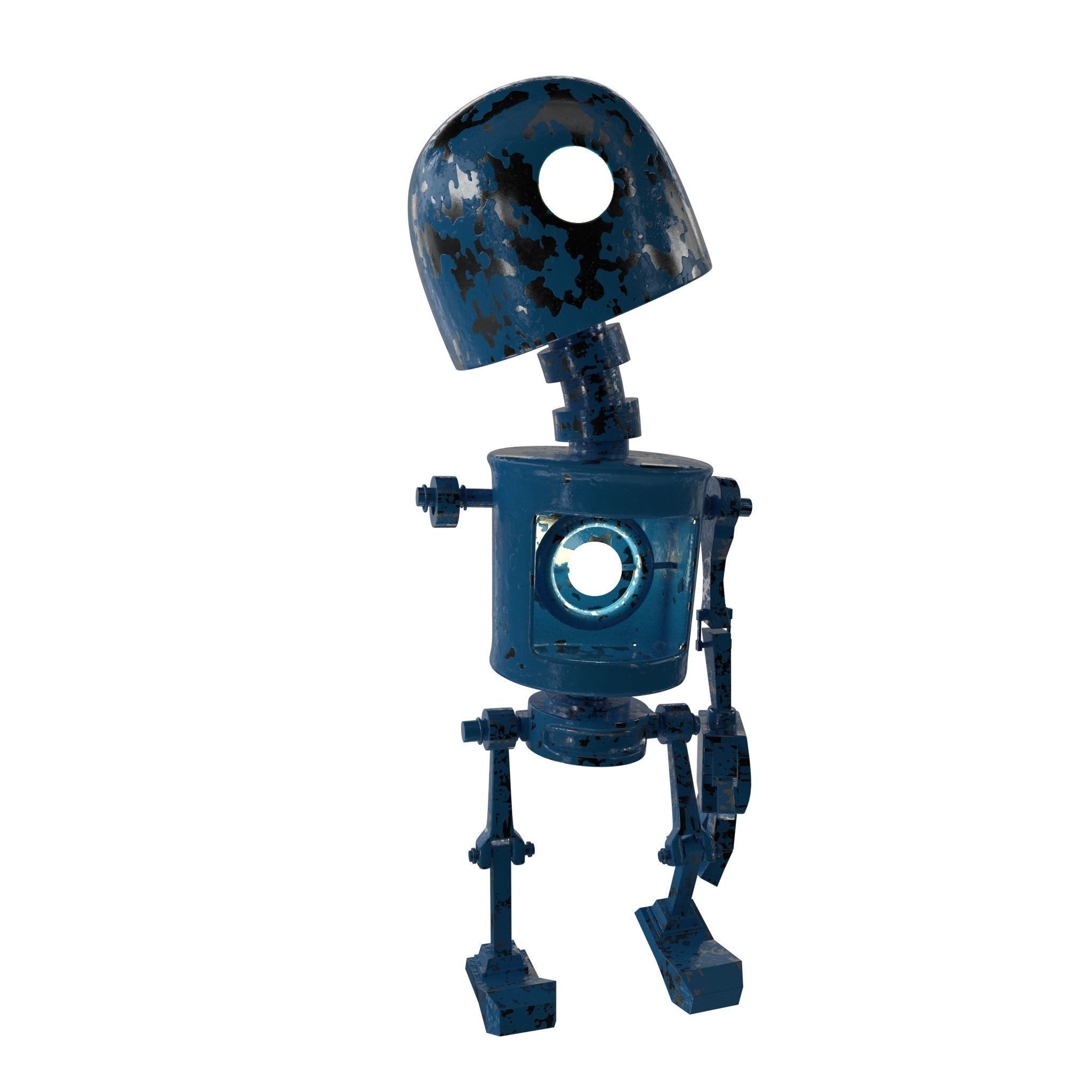 Tin Metal Robot Low-poly 3D model_5