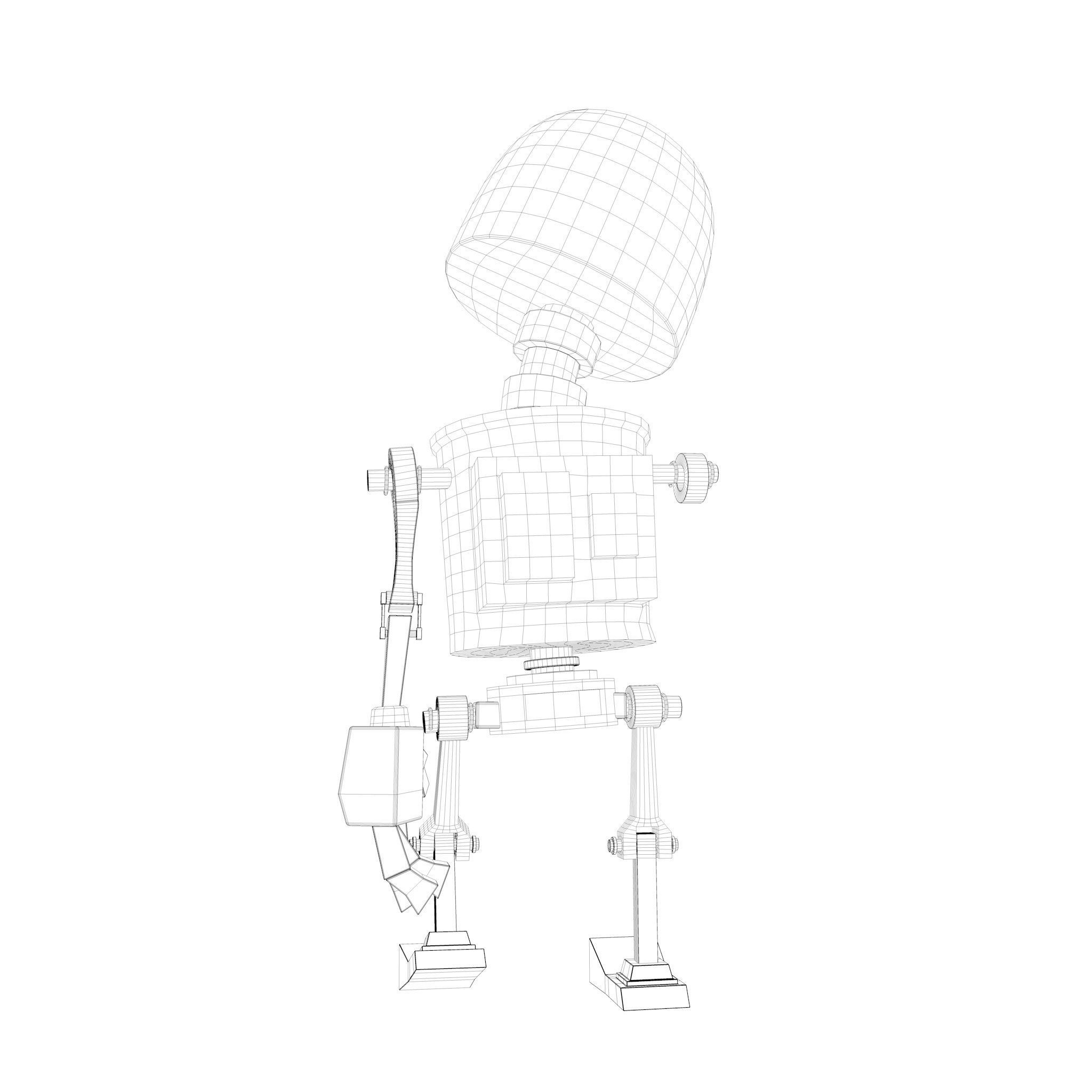 Wood Robot Low-poly 3D model_19