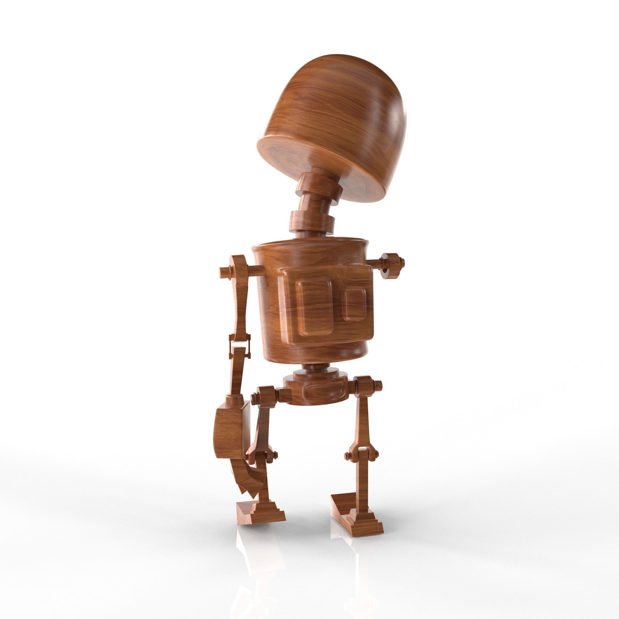 Wood Robot Low-poly 3D model_20