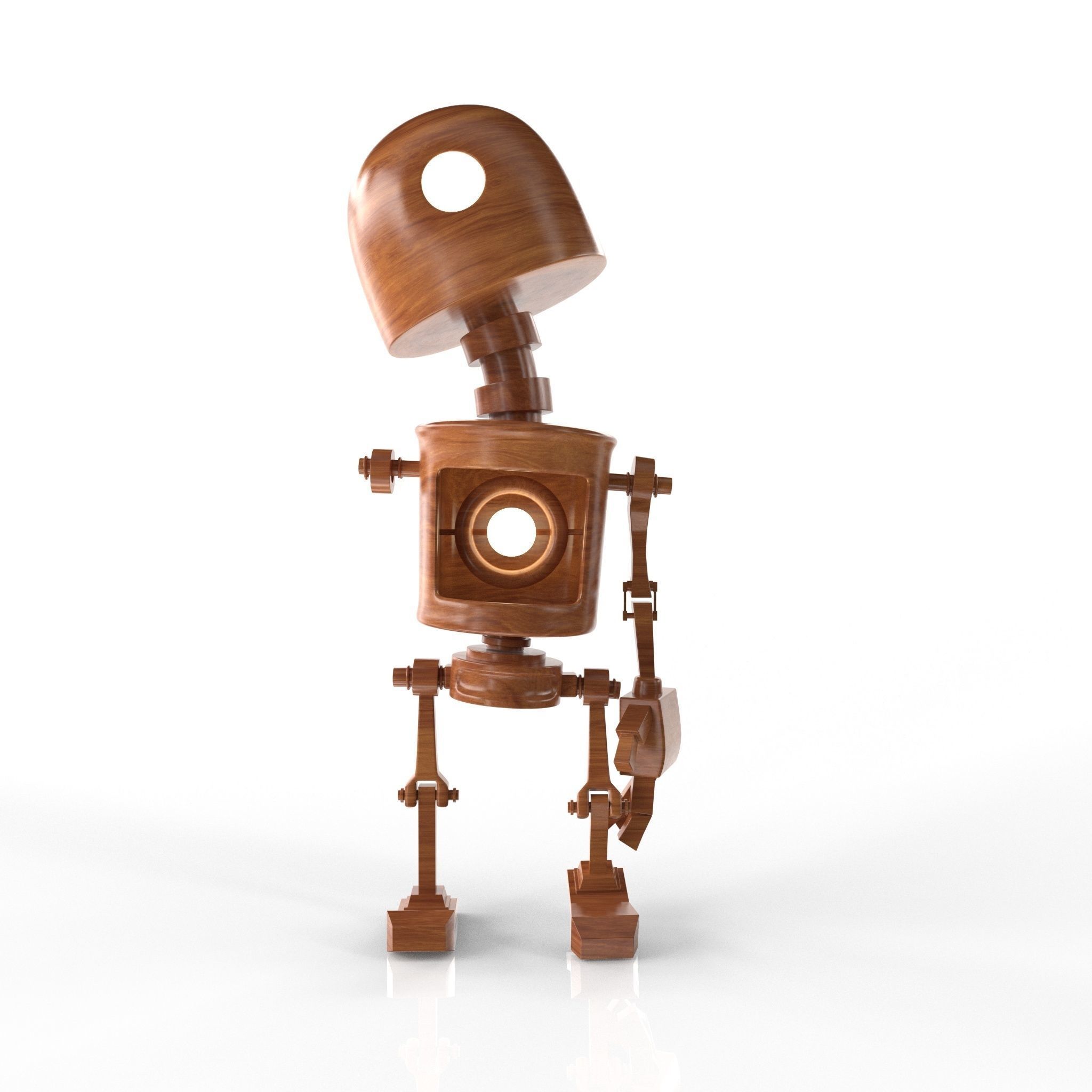 Wood Robot Low-poly 3D model_28