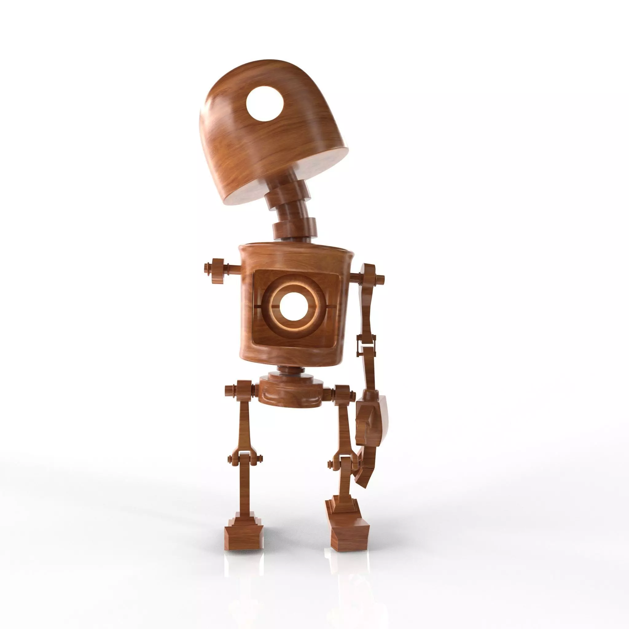Wood Robot Low-poly 3D model_0