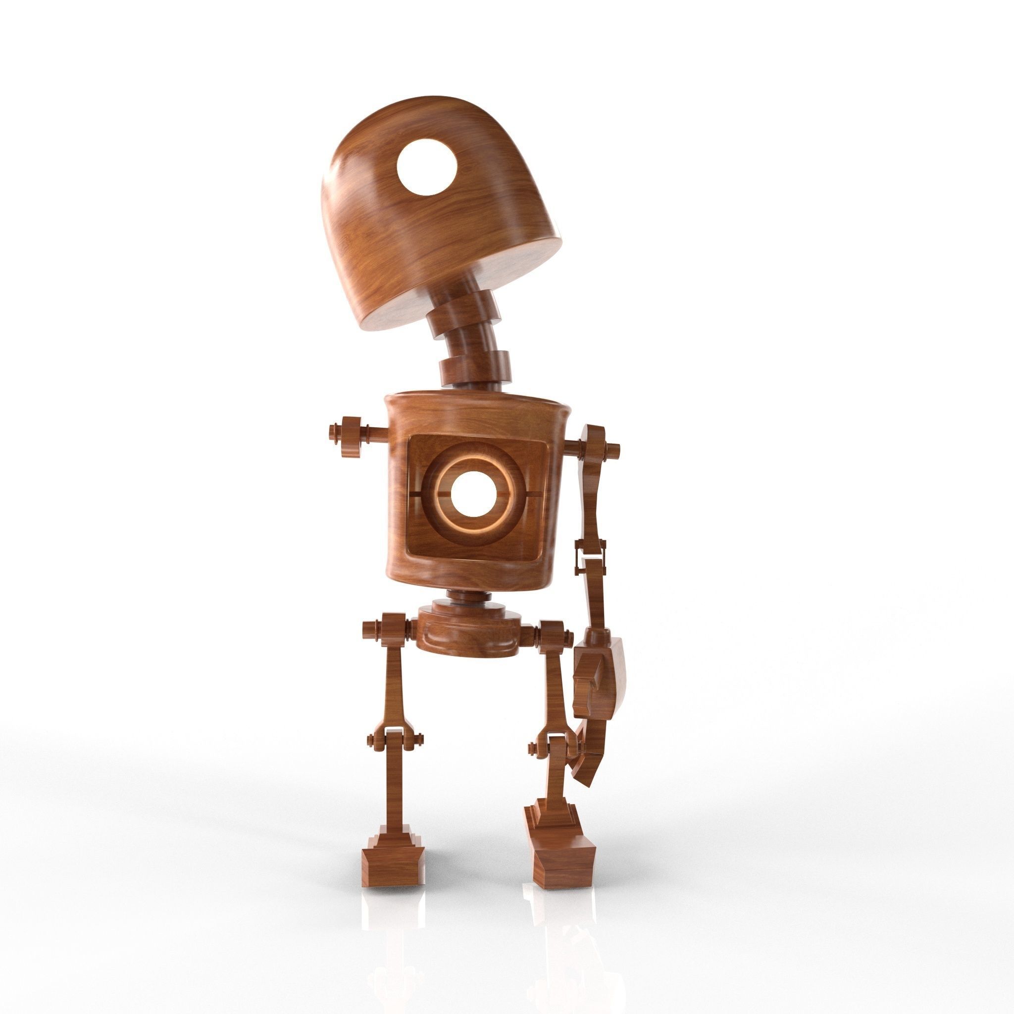 Wood Robot Low-poly 3D model_31