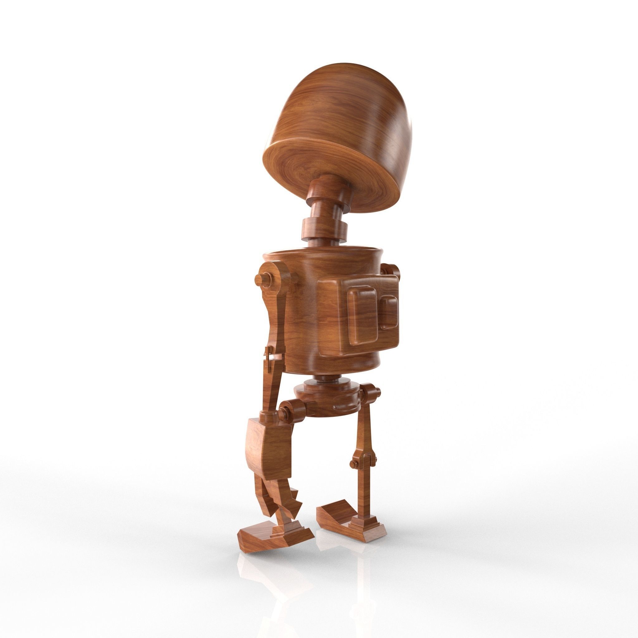 Wood Robot Low-poly 3D model_21