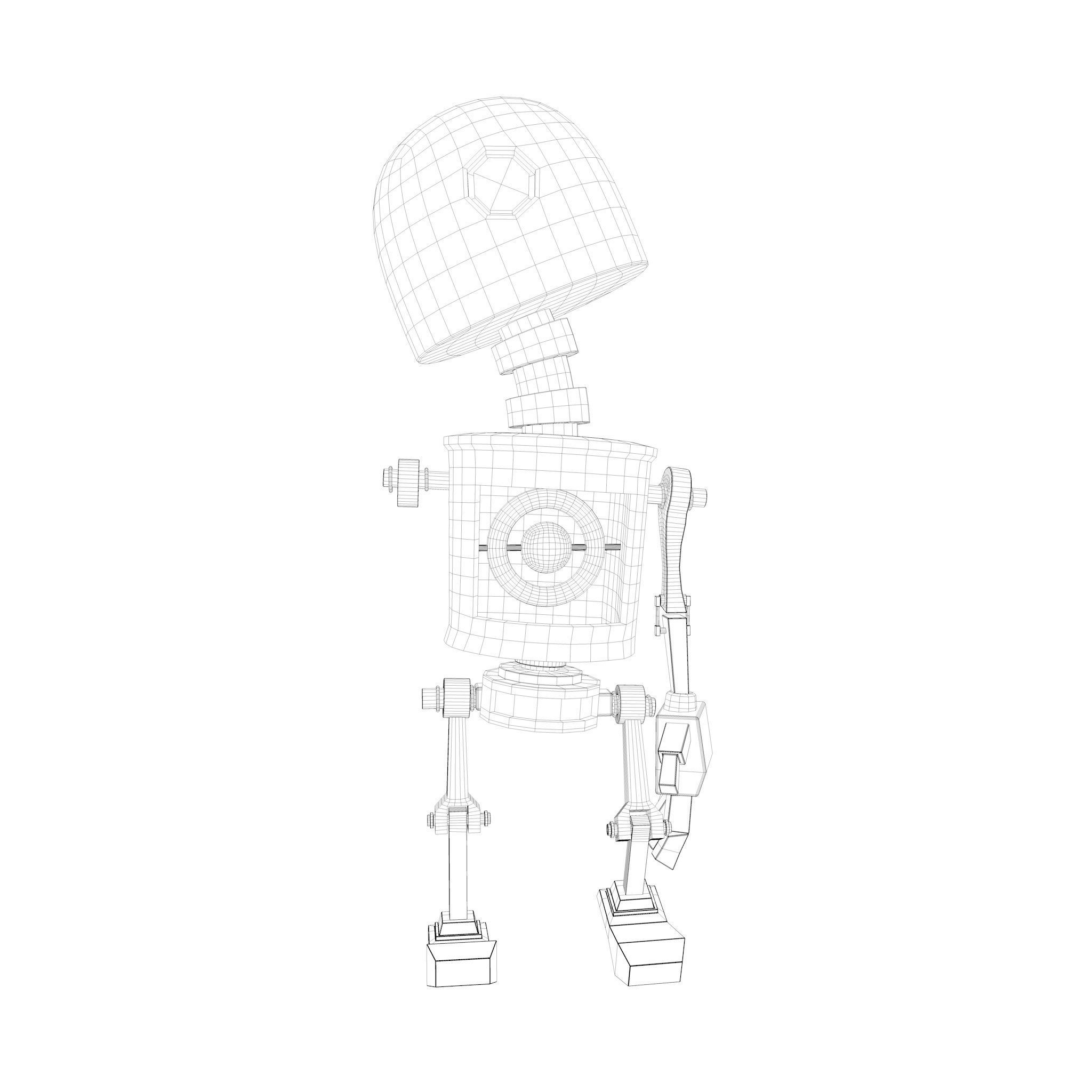 Wood Robot Low-poly 3D model_14