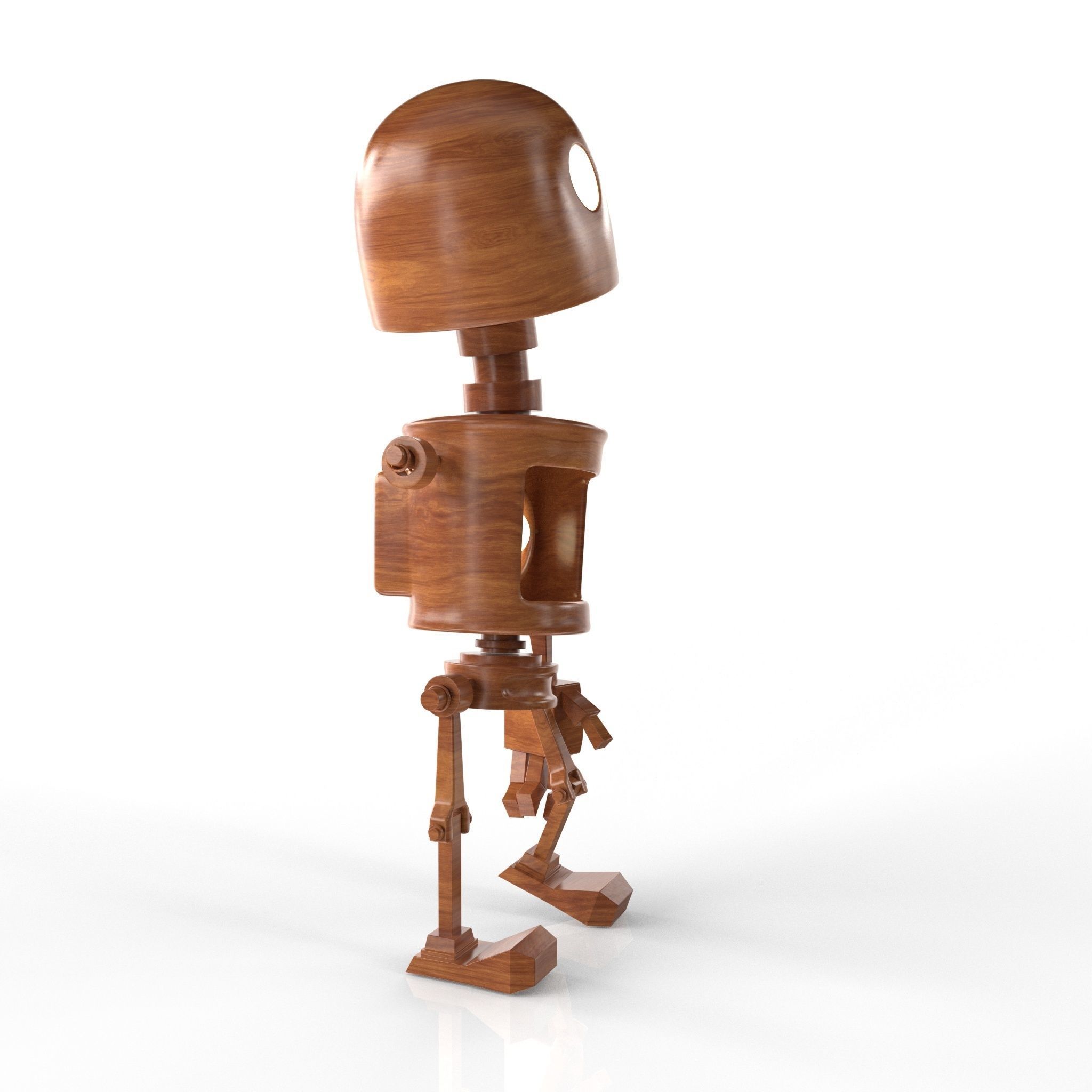 Wood Robot Low-poly 3D model_11