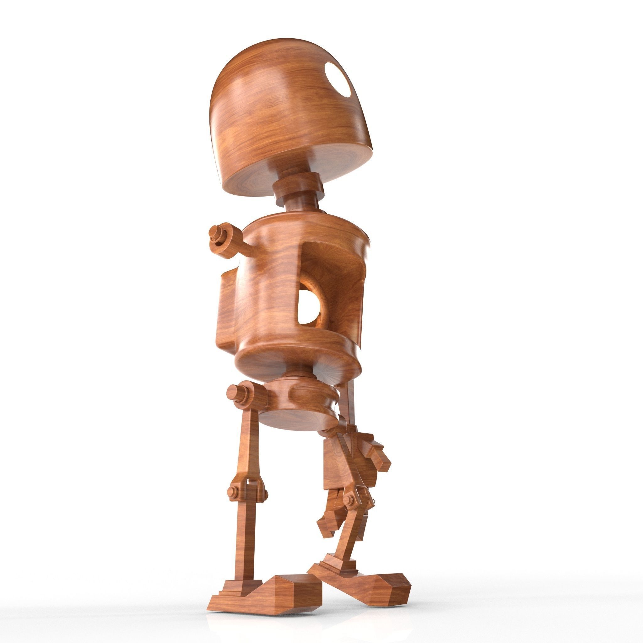 Wood Robot Low-poly 3D model_1