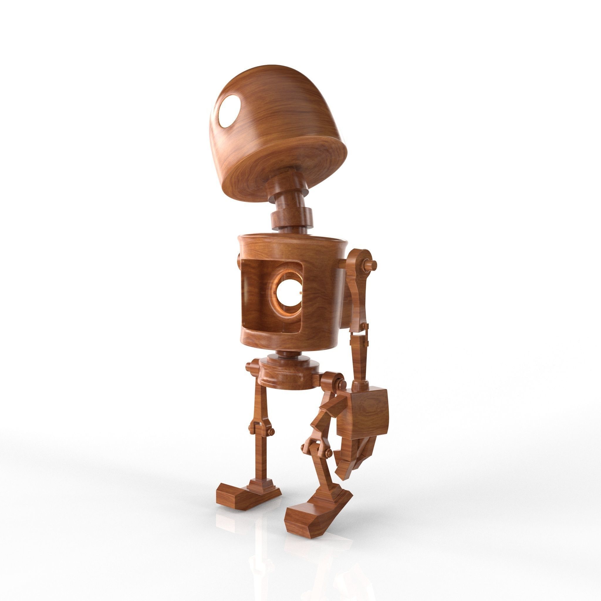 Wood Robot Low-poly 3D model_25