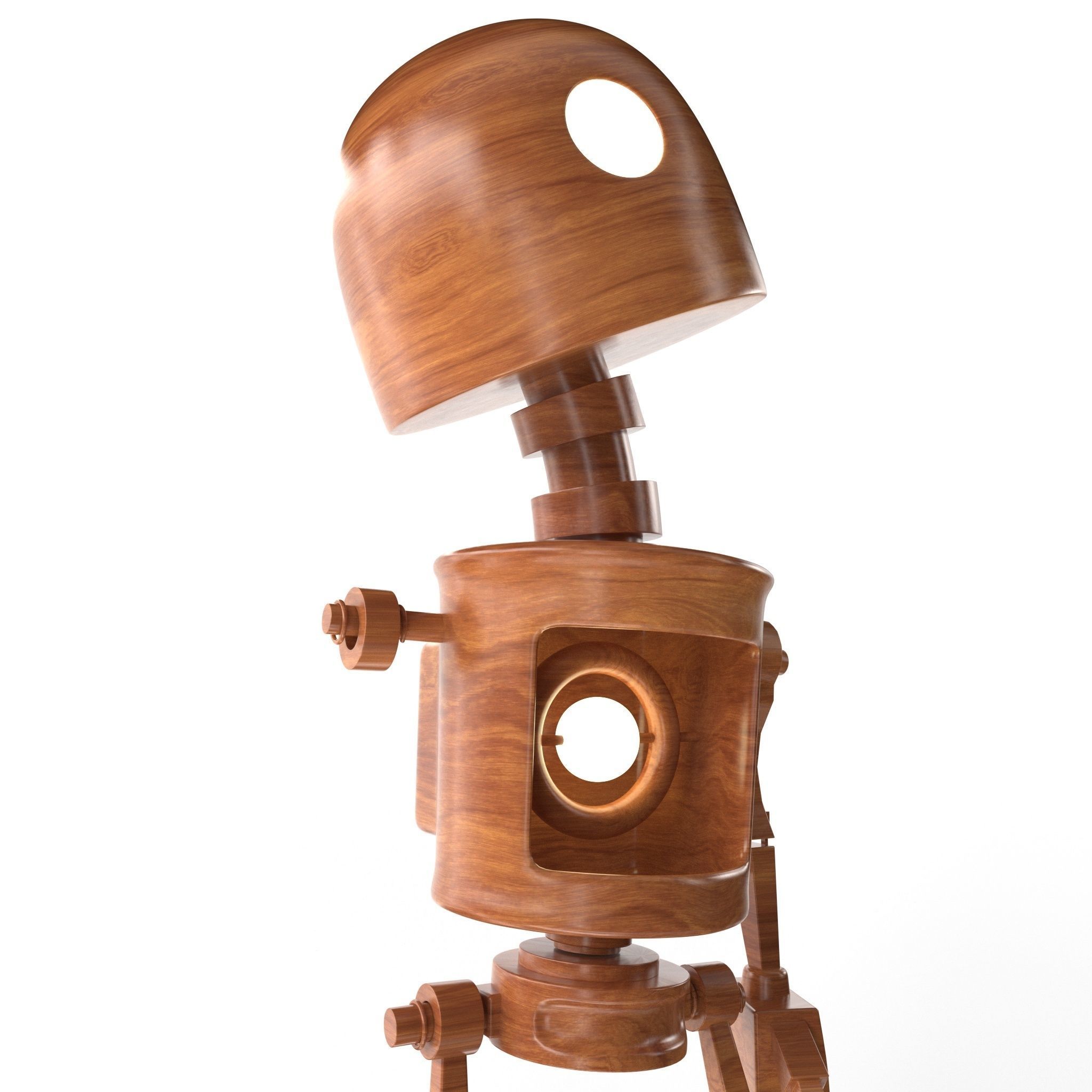 Wood Robot Low-poly 3D model_3