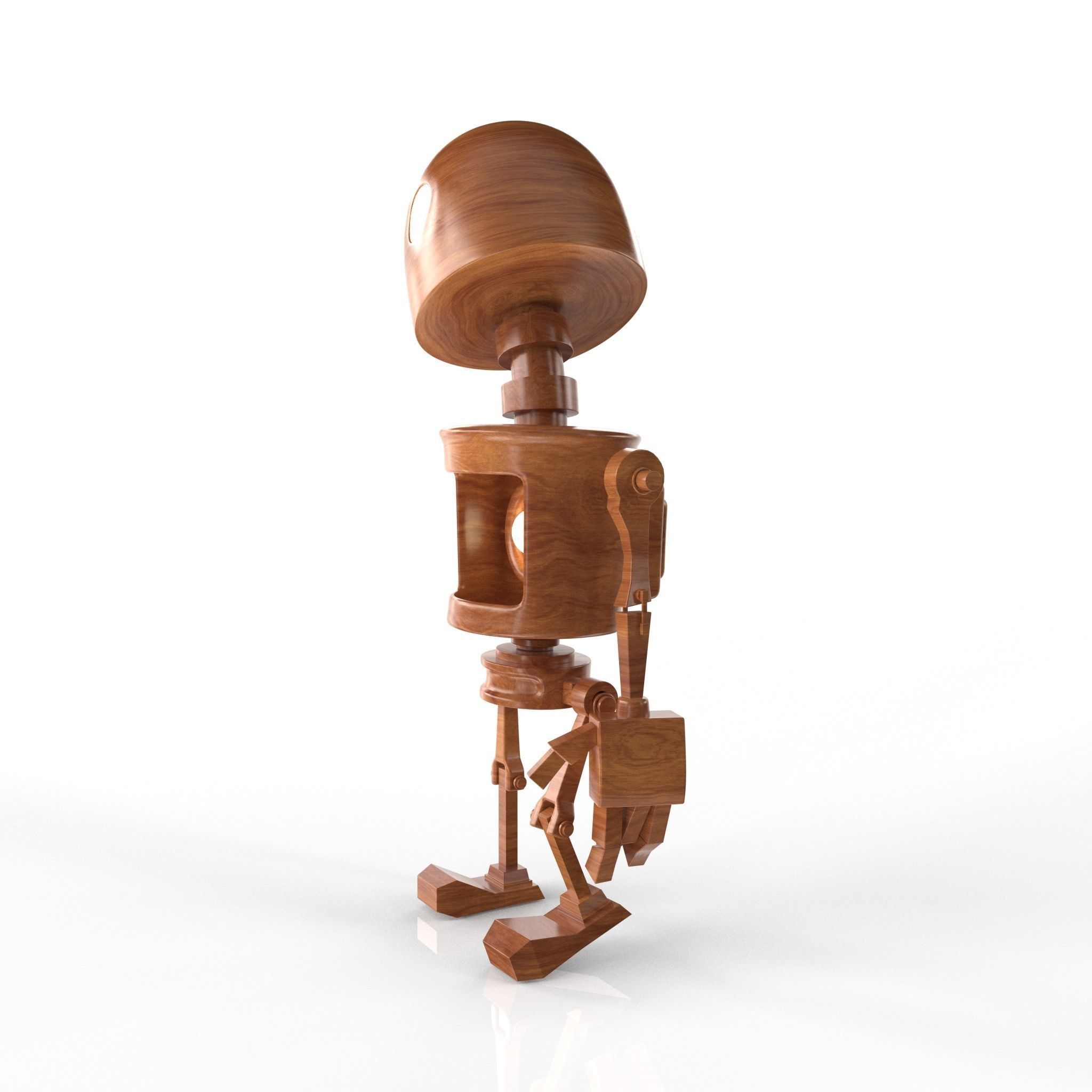 Wood Robot Low-poly 3D model_24