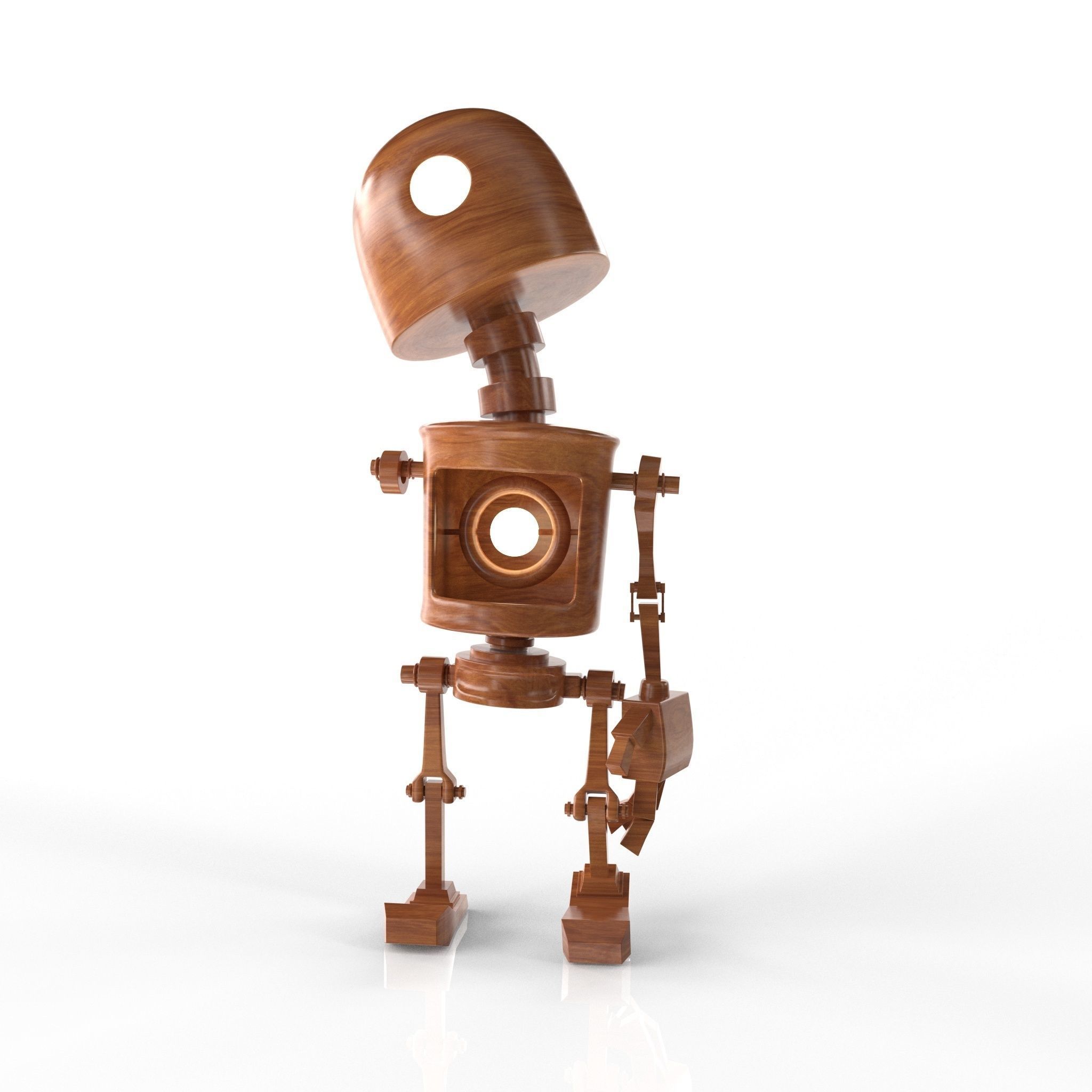 Wood Robot Low-poly 3D model_27
