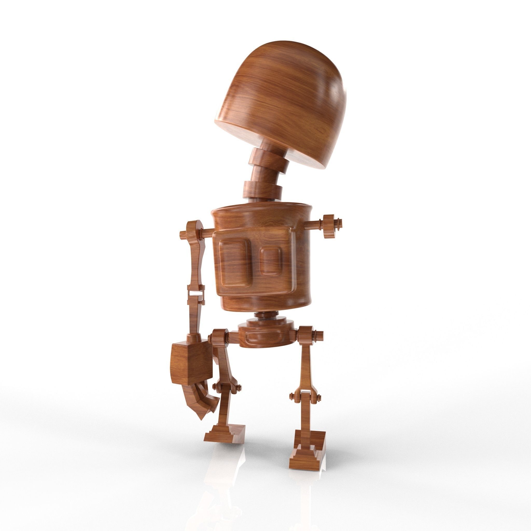 Wood Robot Low-poly 3D model_10