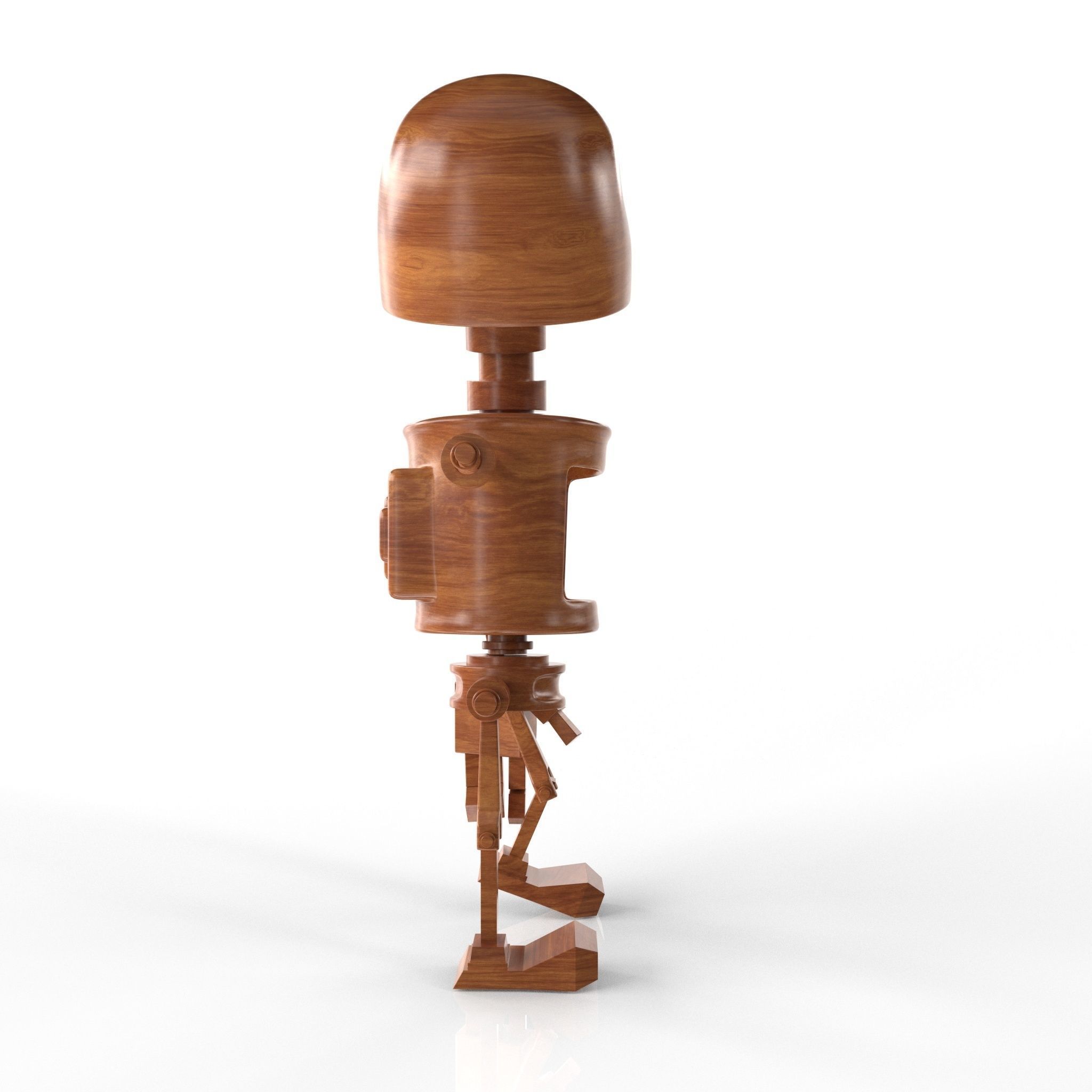 Wood Robot Low-poly 3D model_12