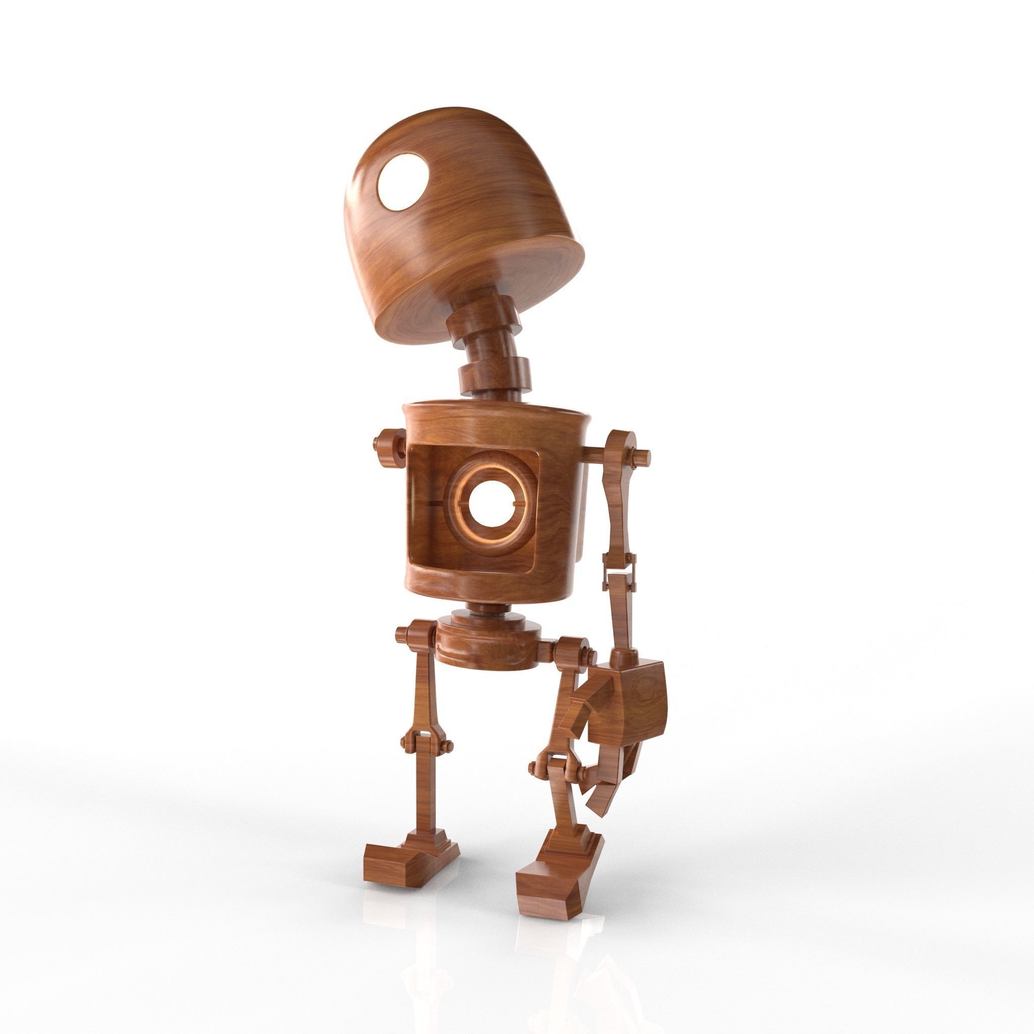 Wood Robot Low-poly 3D model_26
