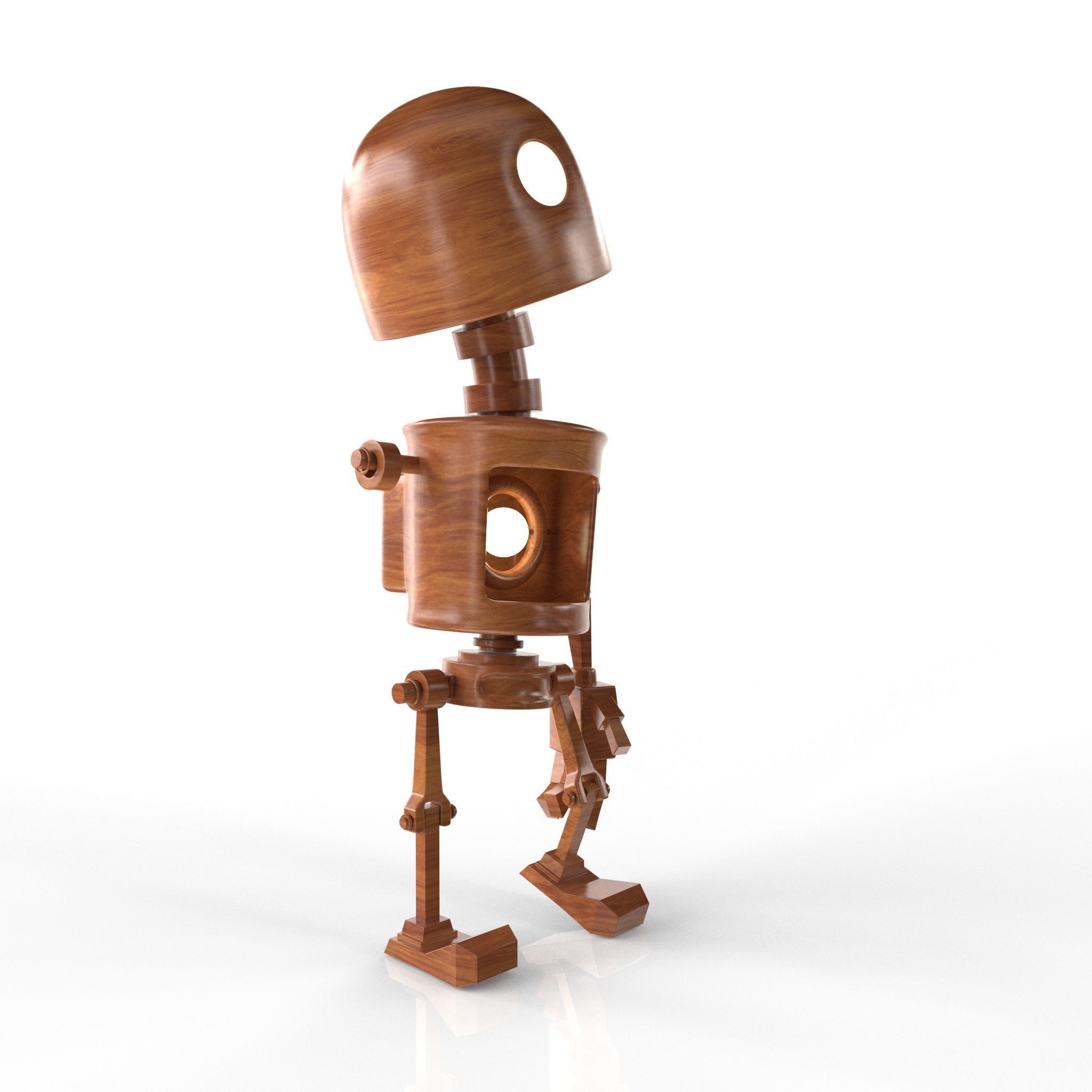 Wood Robot Low-poly 3D model_7