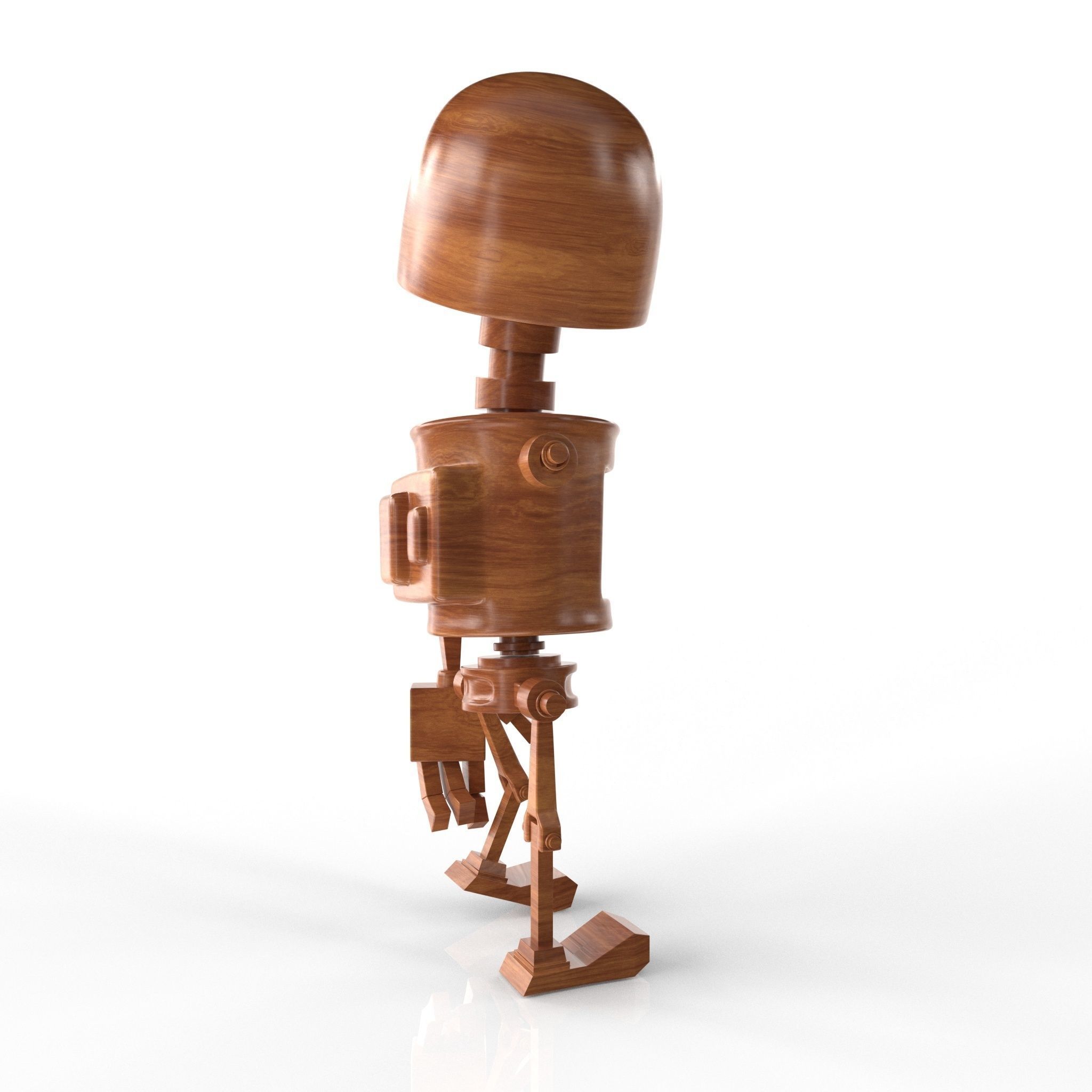 Wood Robot Low-poly 3D model_8
