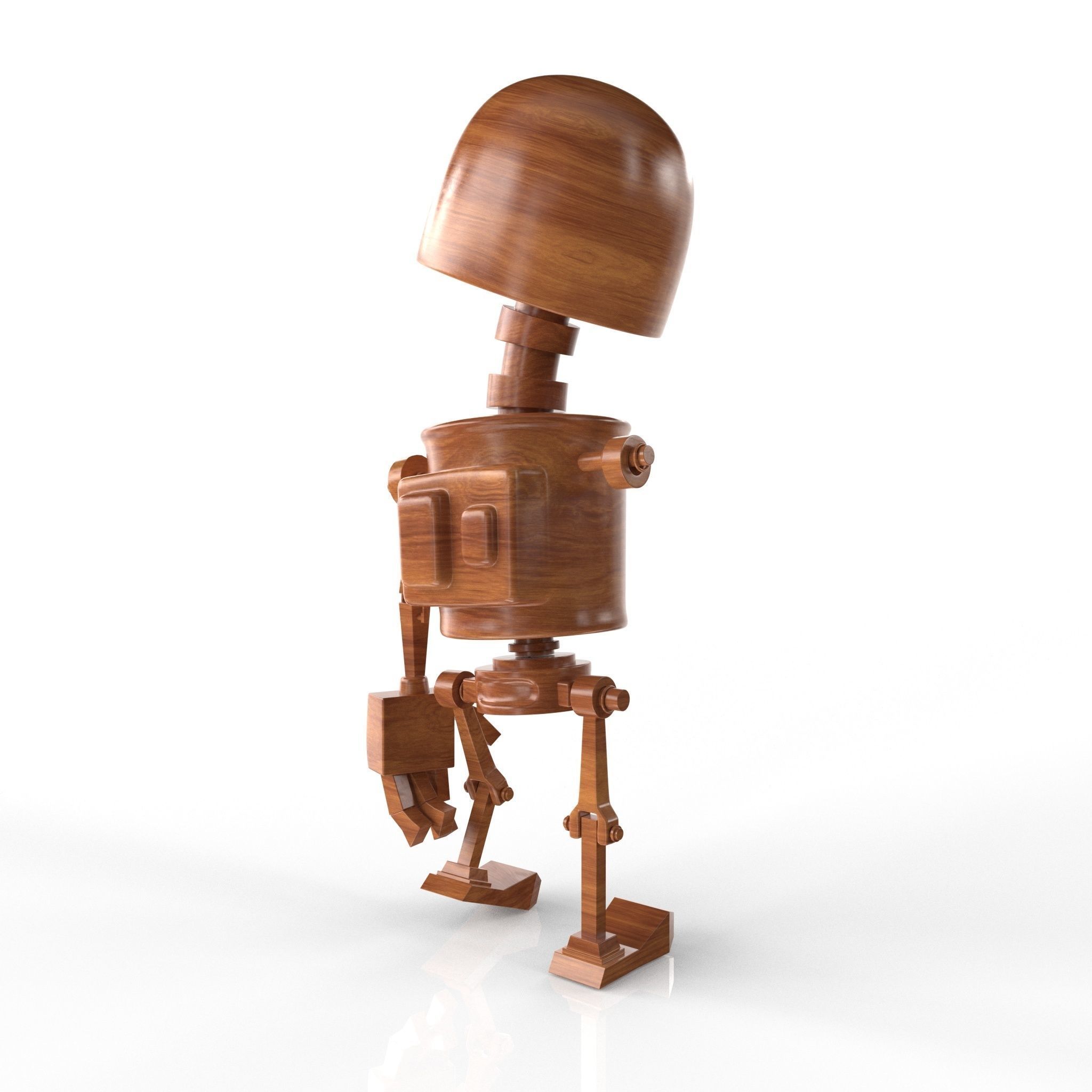 Wood Robot Low-poly 3D model_9