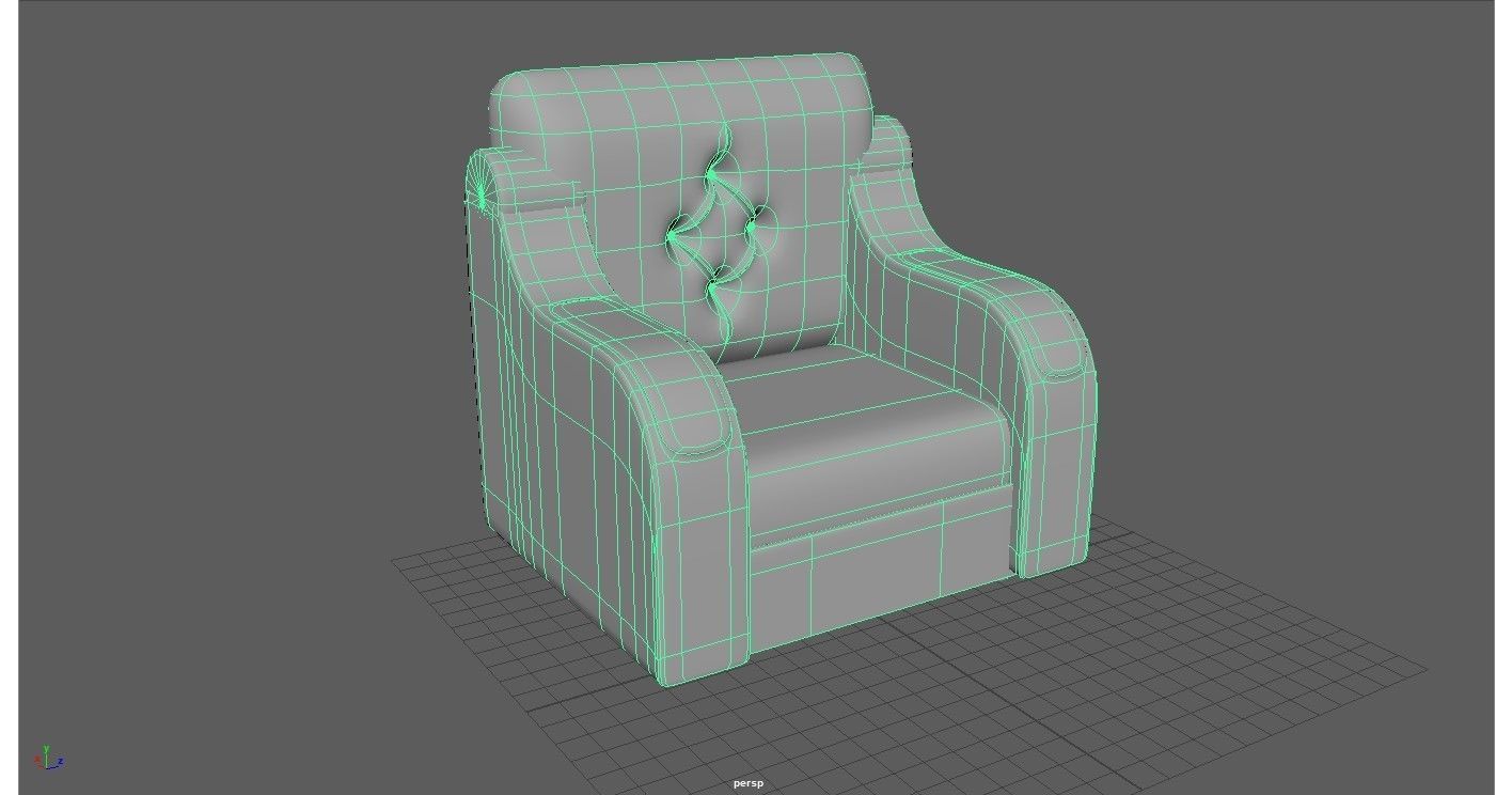 Single Seater Sofa 3D model_4
