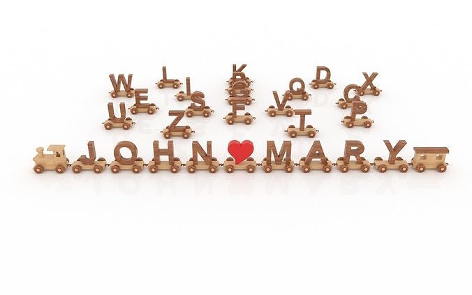 ALPHABET COLLECTION WITH TRAIN Low-poly 3D model