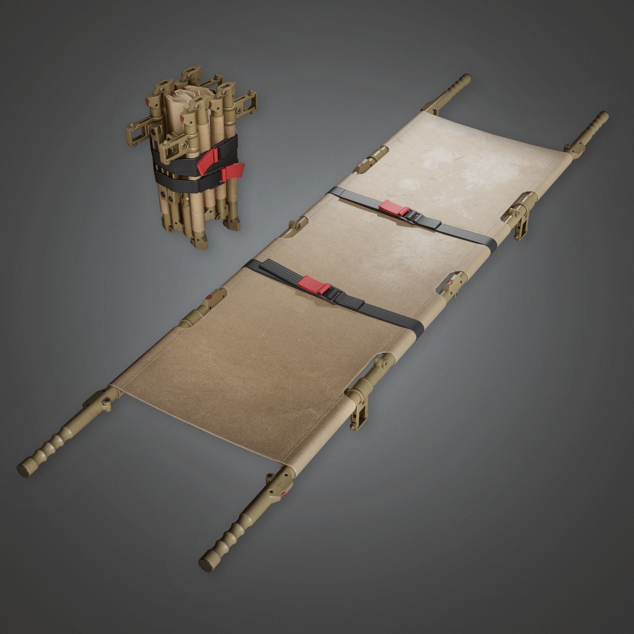 Military Cot Bed GEN PBR Game Ready 3D asset