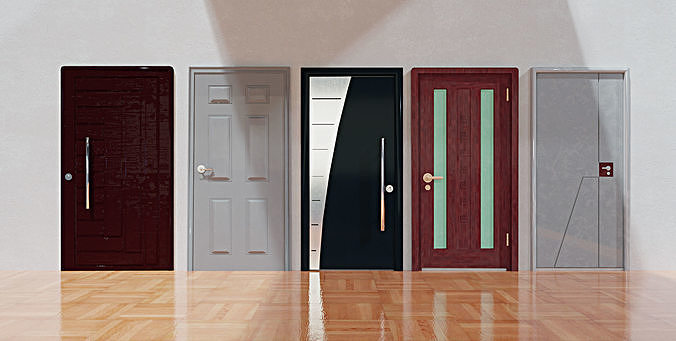 Door Pack l 5 doors no texture Low-poly 3D model