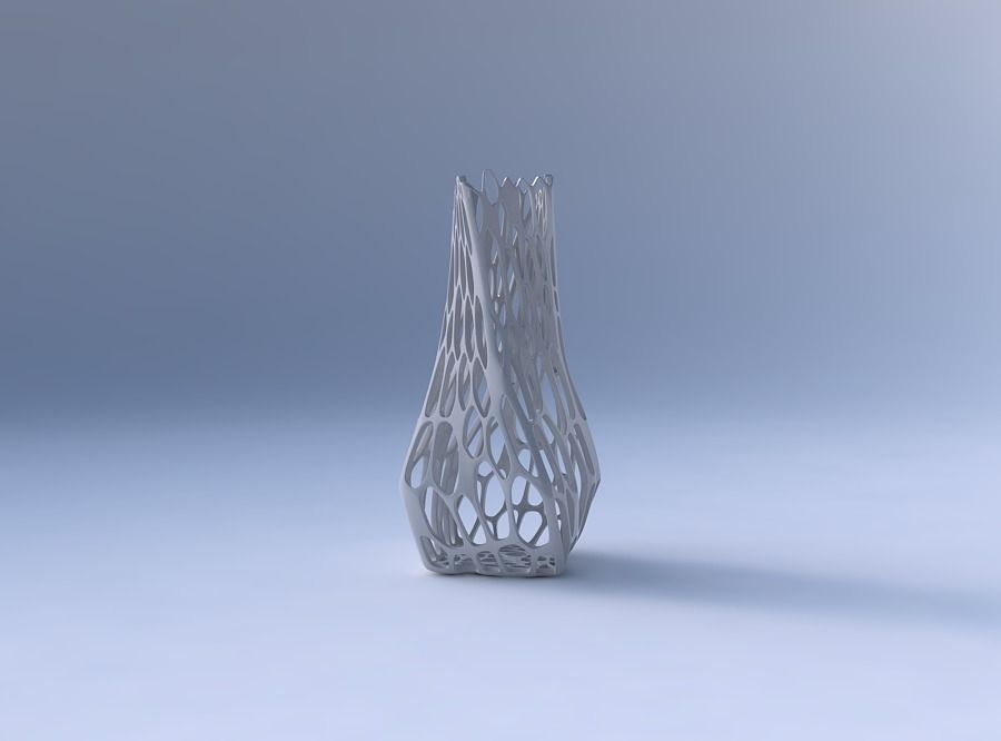 Vase twisted larger opening quadratic with cracked organic la... 3D print model_4