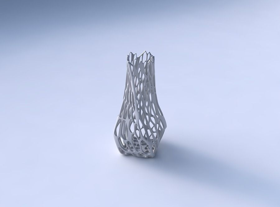Vase twisted larger opening quadratic with cracked organic la... 3D print model_3