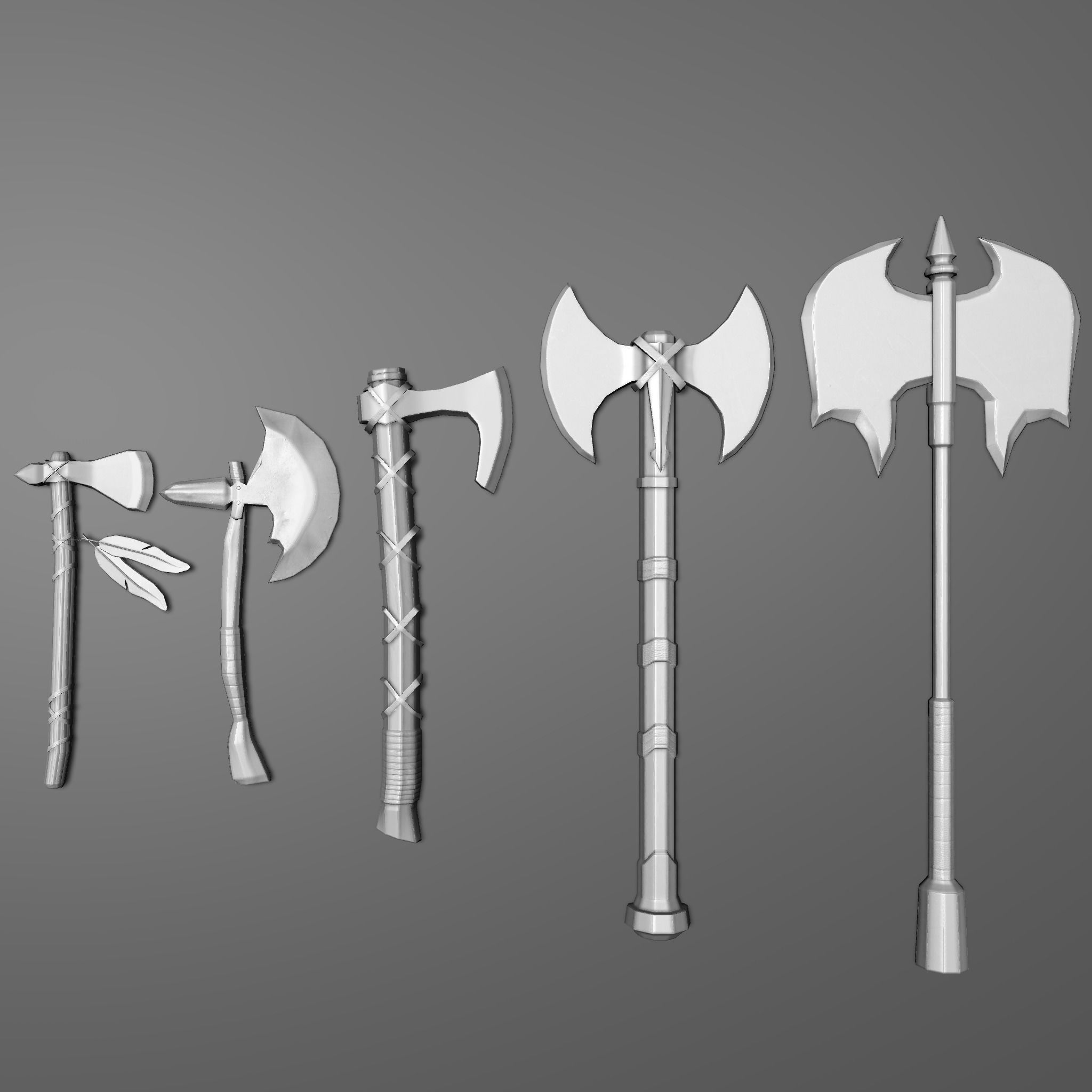 5 Axe Package Low-poly 3D model_3