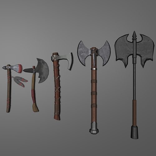 5 Axe Package Low-poly 3D model