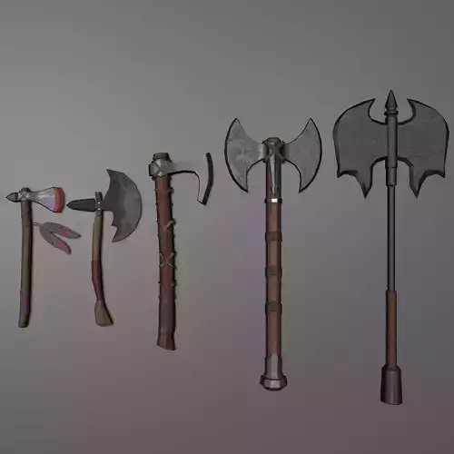 5 Axe Package Low-poly 3D model