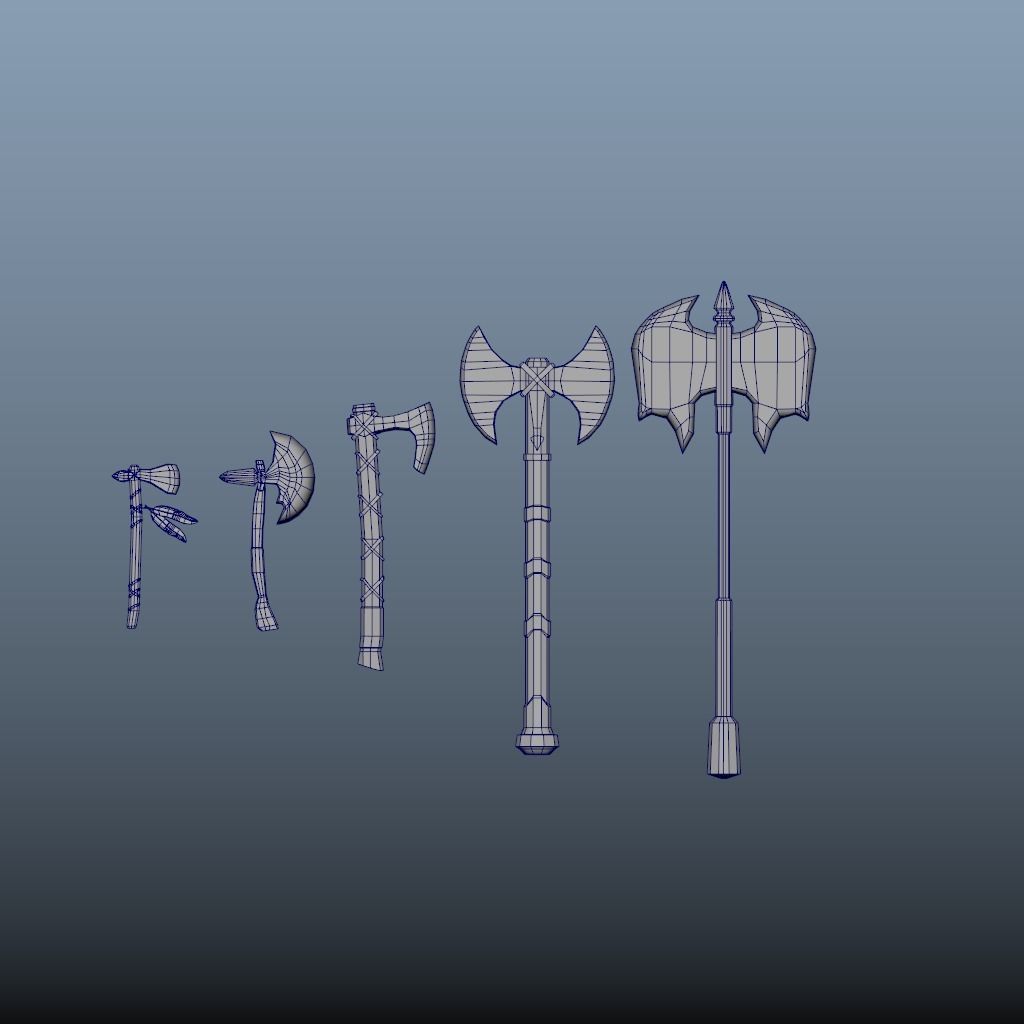 5 Axe Package Low-poly 3D model_1