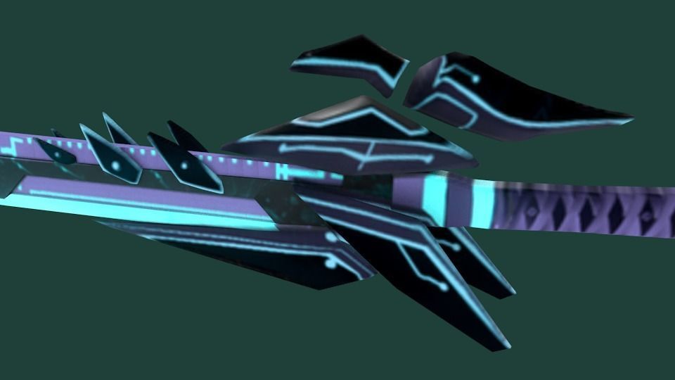 Futuristic SciFi Samurai Sword 1 Low-poly 3D model_4