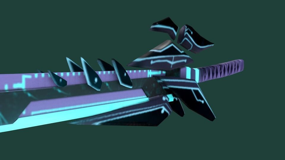 Futuristic SciFi Samurai Sword 1 Low-poly 3D model_1